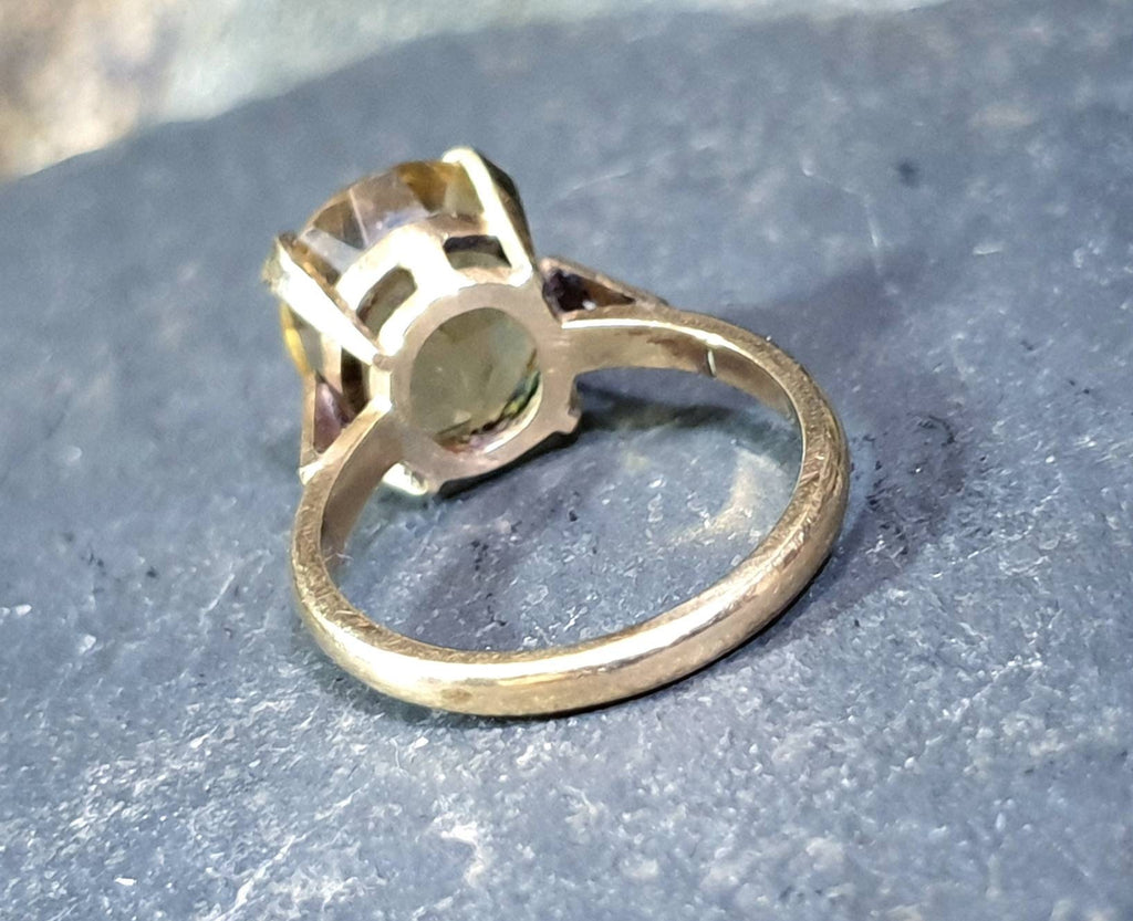 Vintage 9ct GOLD RING Golden Citrine - Size uk N (us 6.75) - 3.8g