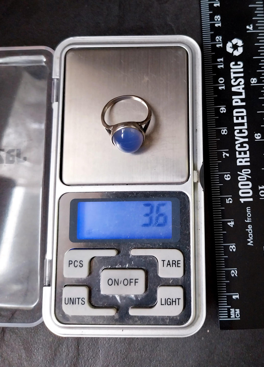 Vintage Sterling Silver Blue MOONSTONE RING - Ethereal - uk size N (6.5) - 3.6g