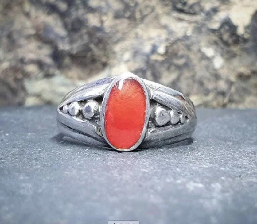 Vintage CARNELIAN STERLING SILVER Ring - uk size P 1/2 (us 8) - 4.4g