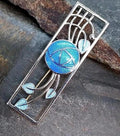 Vintage Blue Rose Brooch - Mackintosh Rose Enamelled by Sea Gems - 5g