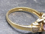 18ct GOLD RING with Purple Amethyst & Diamonds - Size uk Q (us 8) - 3.1g