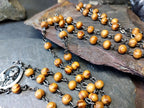 Vintage Wooden ROSARY BEADS with Crucifix - 28" Necklace - 14.4g