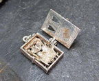 Vintage SILVER Wedding BOOK Album Bracelet Charm - Opening Pendant Locket - 4.2g