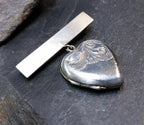 Antique Locket Brooch, Sweetheart Pin, Sterling Silver - 7g
