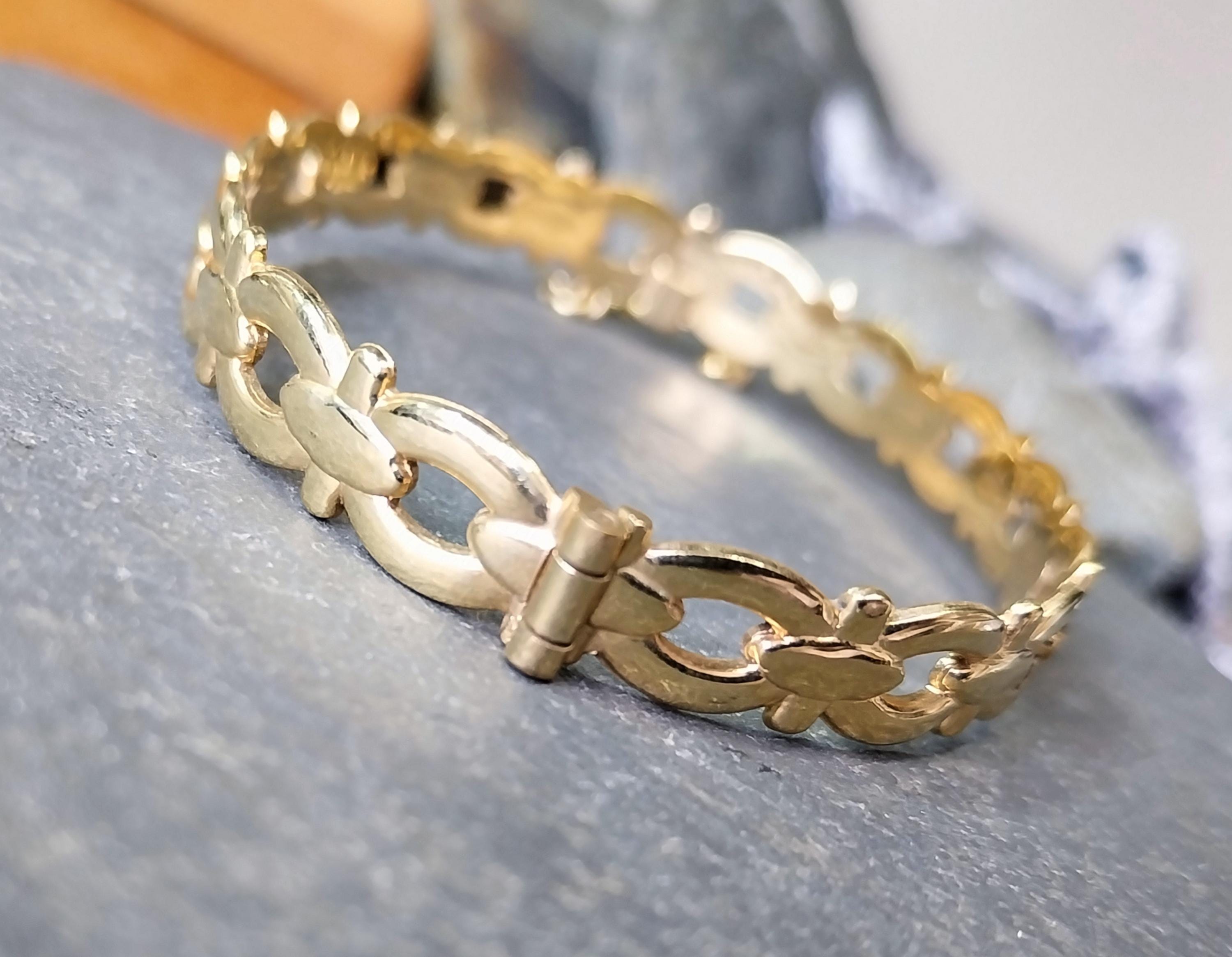 Vintage Rolled Gold BANGLE Bracelet Buckle Design - 12.5g