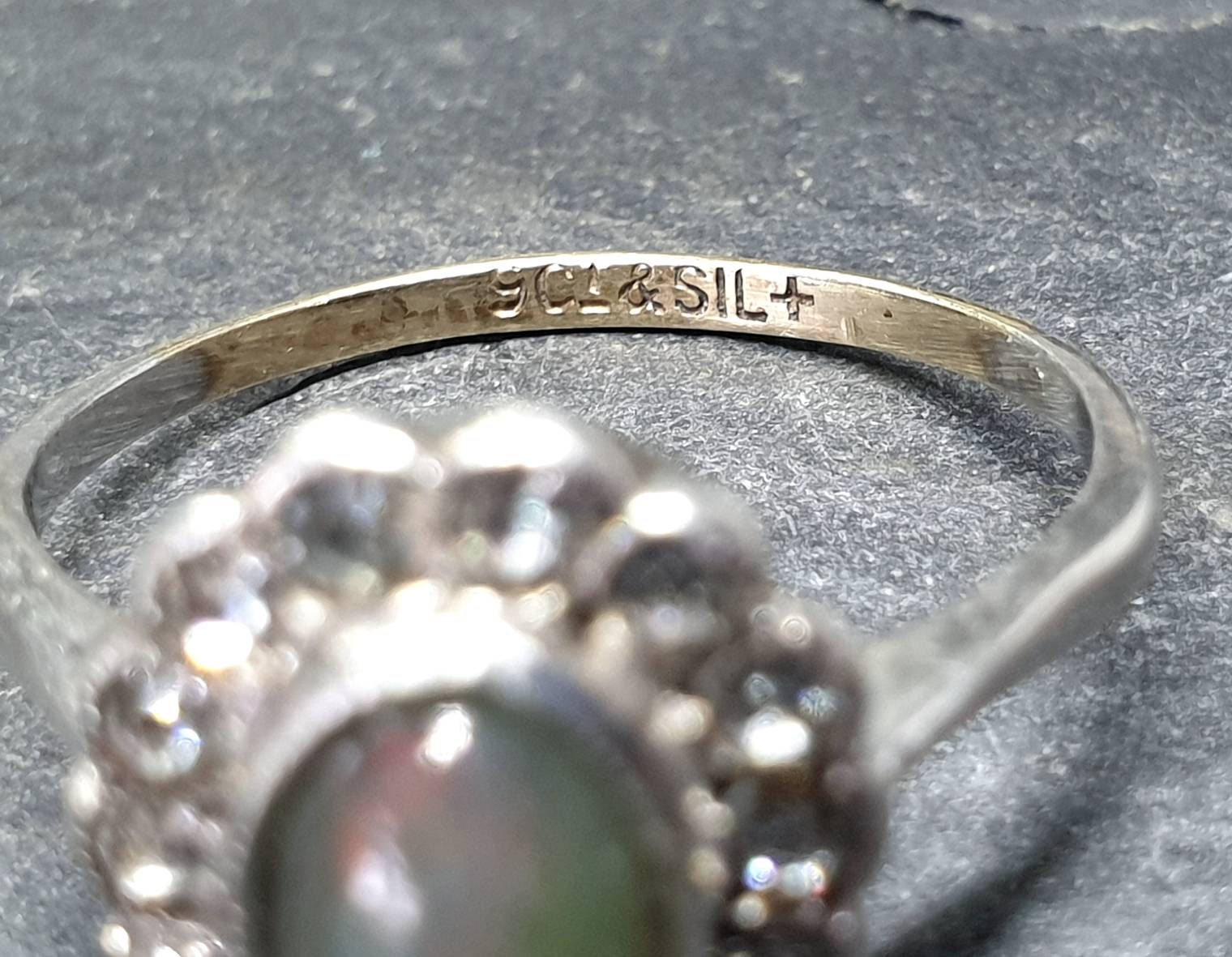 Vintage 9ct Gold & Silver Fire Opal and Paste Stones Ring - Art Deco - Size uk O (us 7) - 2.3g