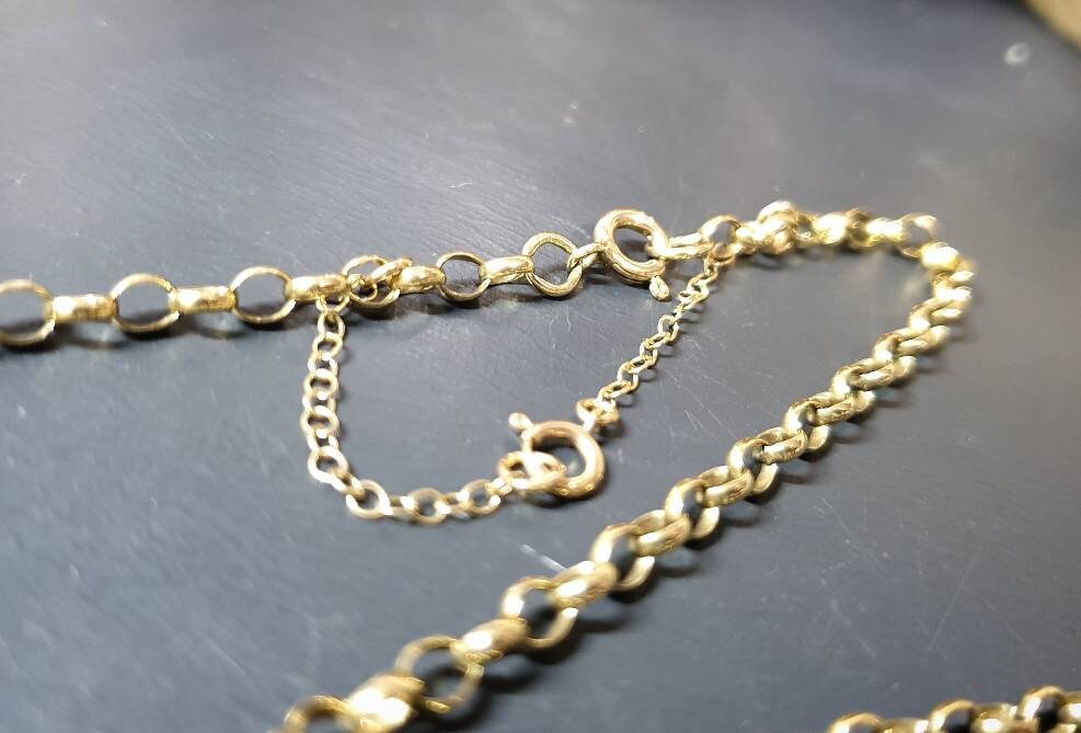 Antique 9ct GOLD BELCHER Chain Necklace with Extender Chain - 20-22" - 7.4g