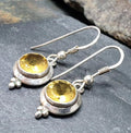 Vintage Sterling Silver Drop Earrings - with Citrine gemstone - 4.3g