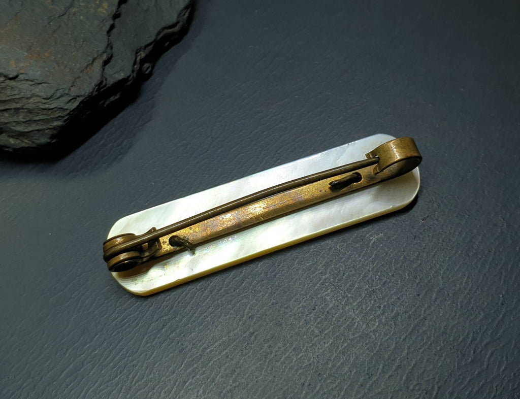 MOP MOTHER BROOCH - Antique Mother of Pearl with Silver