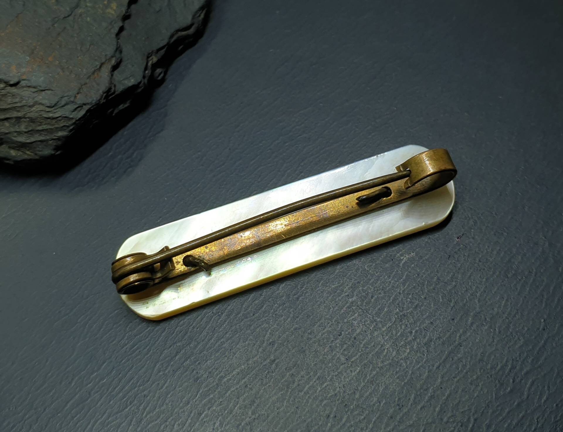 MOP MOTHER BROOCH - Antique Mother of Pearl with Silver
