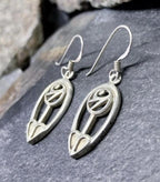 Sterling Silver CELTIC LEAF & ROSE Dangle Earrings -  4.1g
