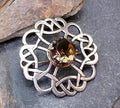 Vintage Smokey Quartz Brooch - Celtic Shawl Pin - 8.1g