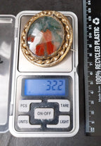 Victorian SWIVEL LOCKET BROOCH with Moss Agate - Big Size - 32.2g