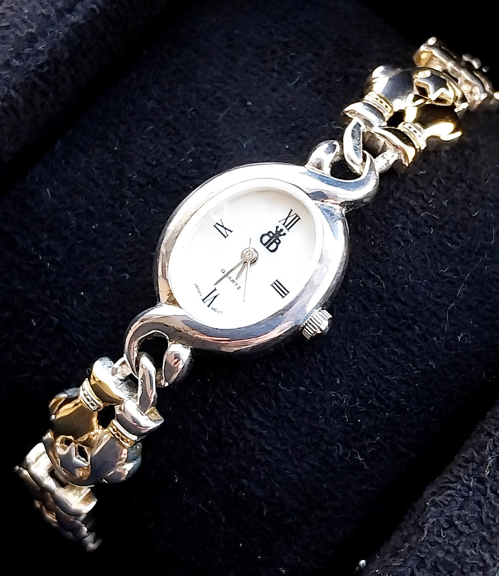 Vintage Sterling Silver WATCH - Double Cat bracelet Strap 18cm - 31.2g
