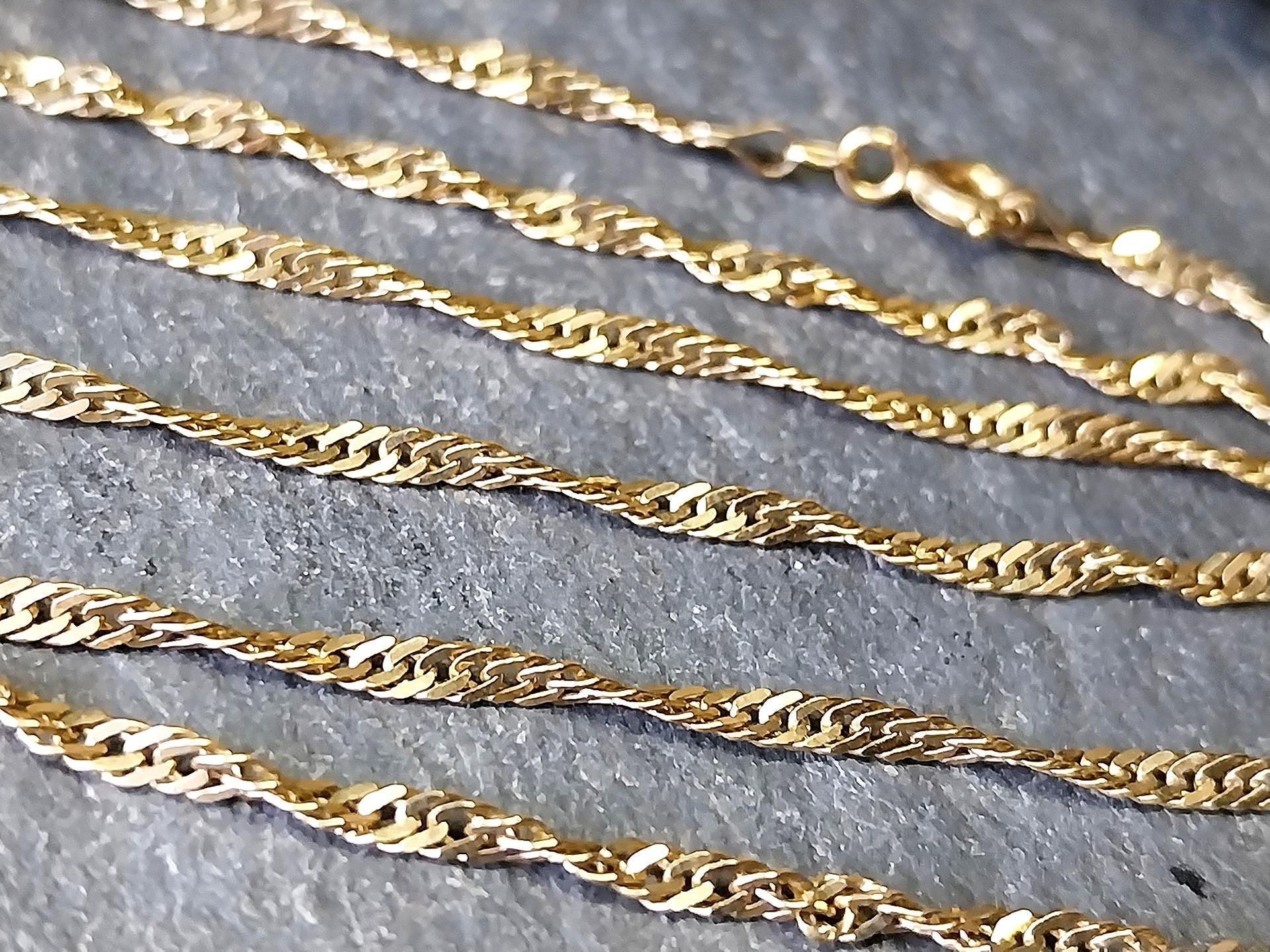 9ct GOLD CHAIN, Twisted Rope Singapore Curb Necklace 18.5" - Hallmarked - 3.9g