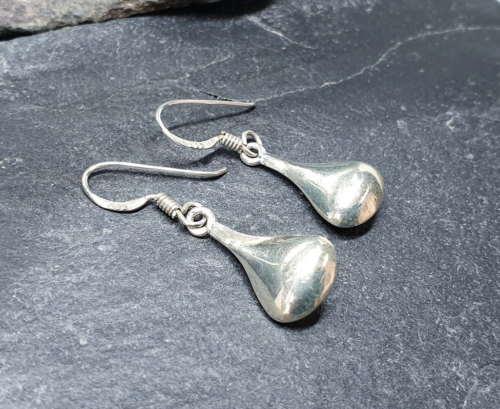 Vintage Sterling Silver Teardrop EARRINGS - Long Dangling  - 1.7g