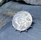 Victorian Sterling Silver Circular Brooch  - Shield Button c. 1888  - 2.9g