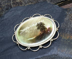 MINIATURE Hand Painted BROOCH - Scottish Loch or Lake in mop & Sterling Silver 13.4g