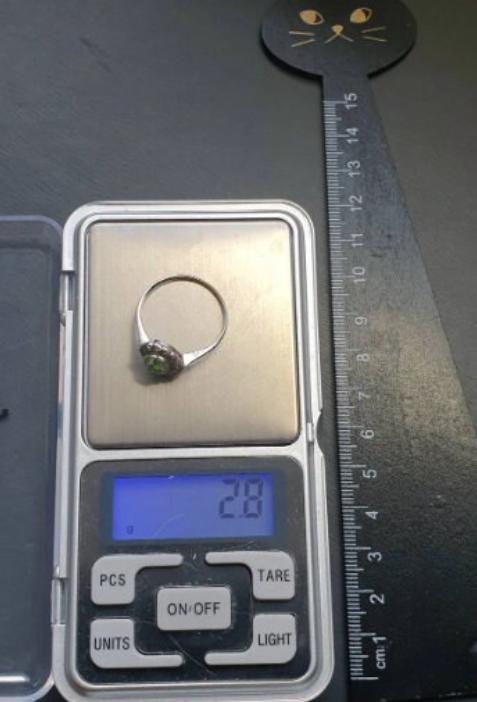 Vintage 9ct Gold Tourmaline Paste Stone Ring - Art Deco - Size uk V (us 10.5) - 2.8g