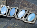 Vintage Silver Bracelet with Blue Mother of Pearl Panel Links -23.4g
