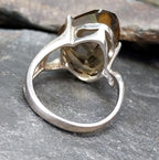 Vintage SILVER RING with Large Smoky Quartz - uk size P (us 7.5) - 5.8g