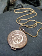 VICTORIAN CIRCLE LOCKET - Antique Pinchbeck Gilt on 16" Chain - 13.8g