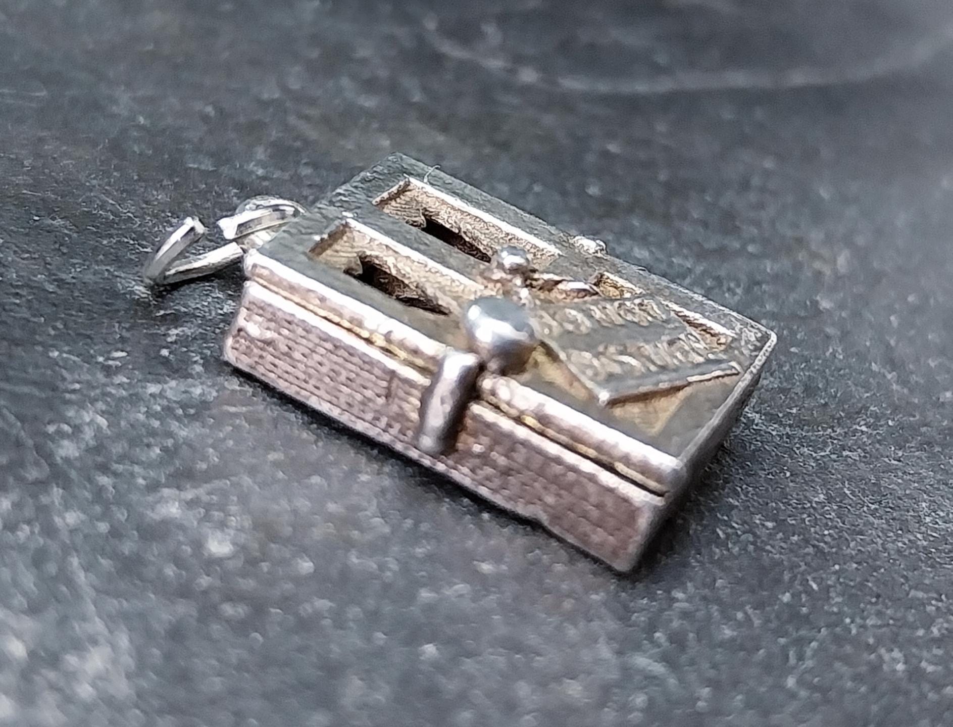 Vintage SILVER Wedding BOOK Album Bracelet Charm - Opening Pendant Locket - 4.2g