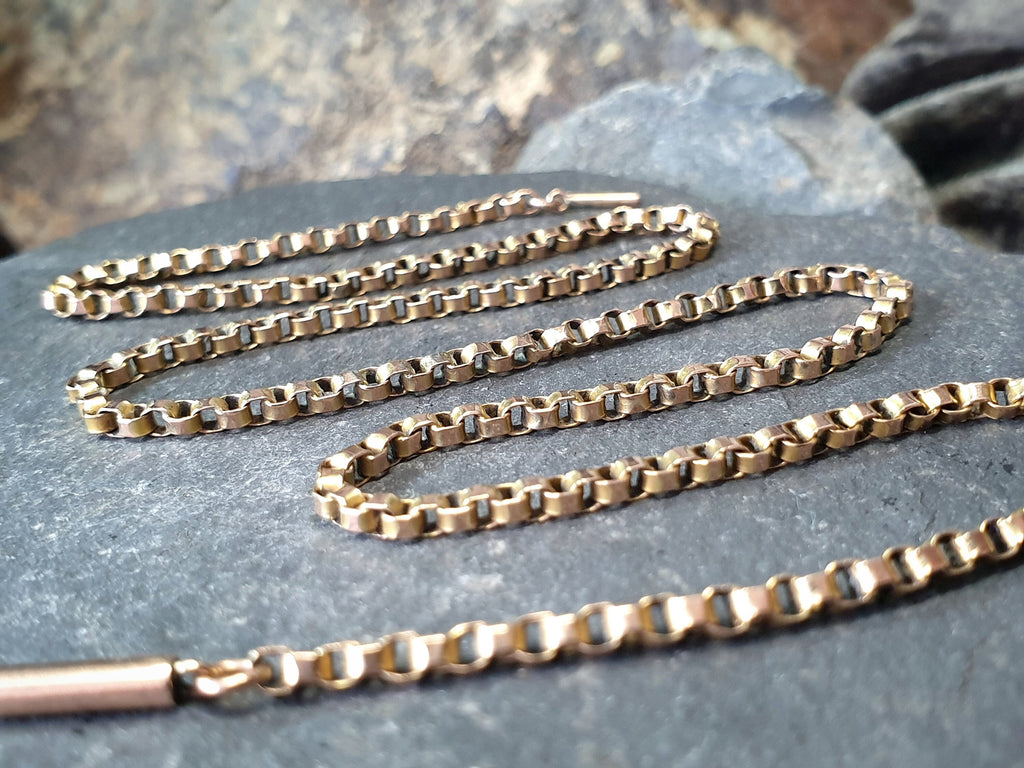 Antique Victorian 9ct GOLD ROLO BELCHER Chain Necklace with Barrel Clasp - 18" - 8.6g