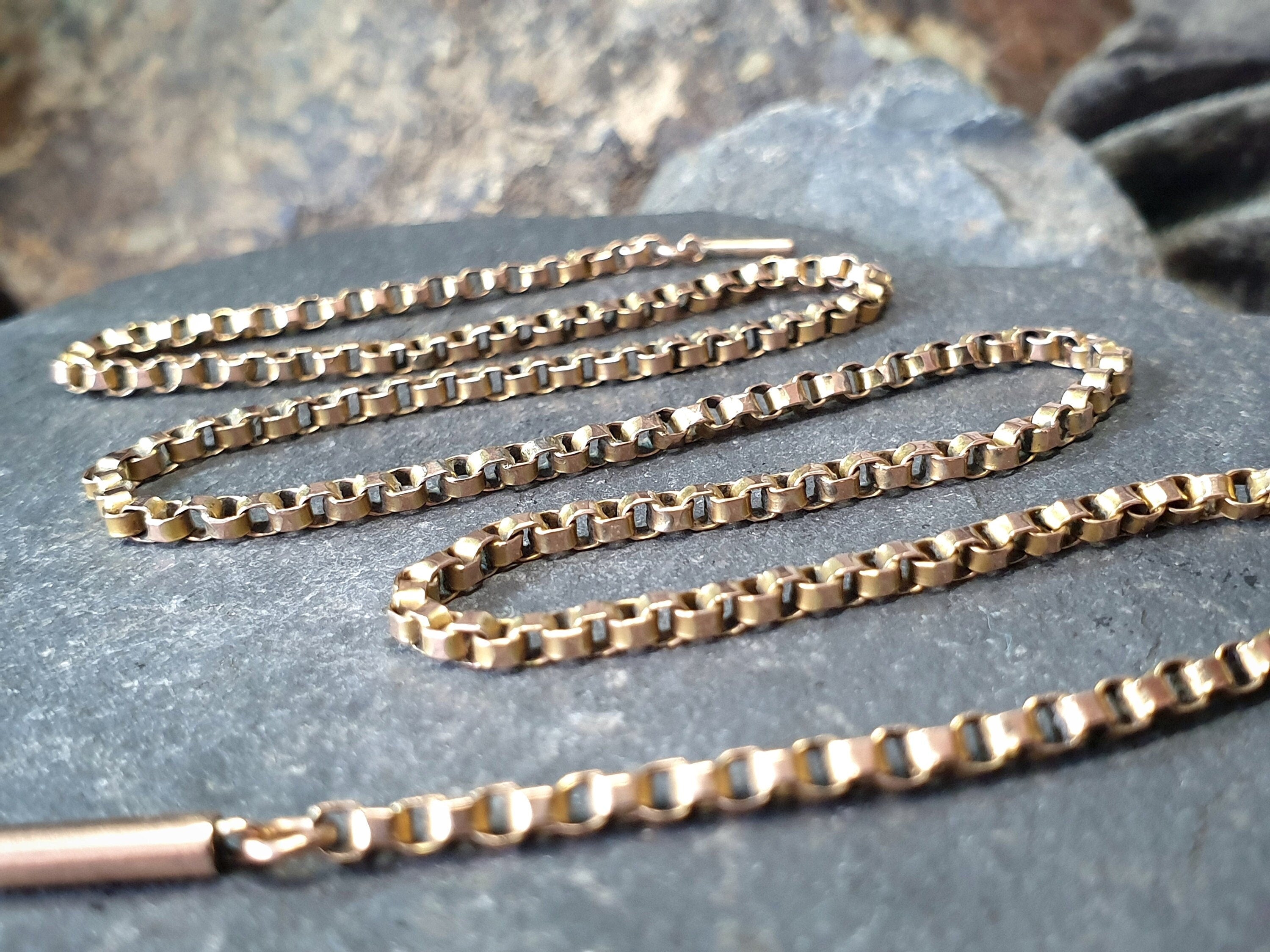 Antique Victorian 9ct GOLD ROLO BELCHER Chain Necklace with Barrel Clasp - 18" - 8.6g