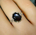 Vintage SILVER RING with Smoky Quartz - uk size L (us 5.75) - 2.2g