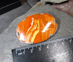 Large Antique Silver Bright Orange Landscape Agate Brooch - 14.9g