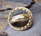 Victorian SWIVEL LOCKET BROOCH with Moss Agate - Big Size - 32.2g