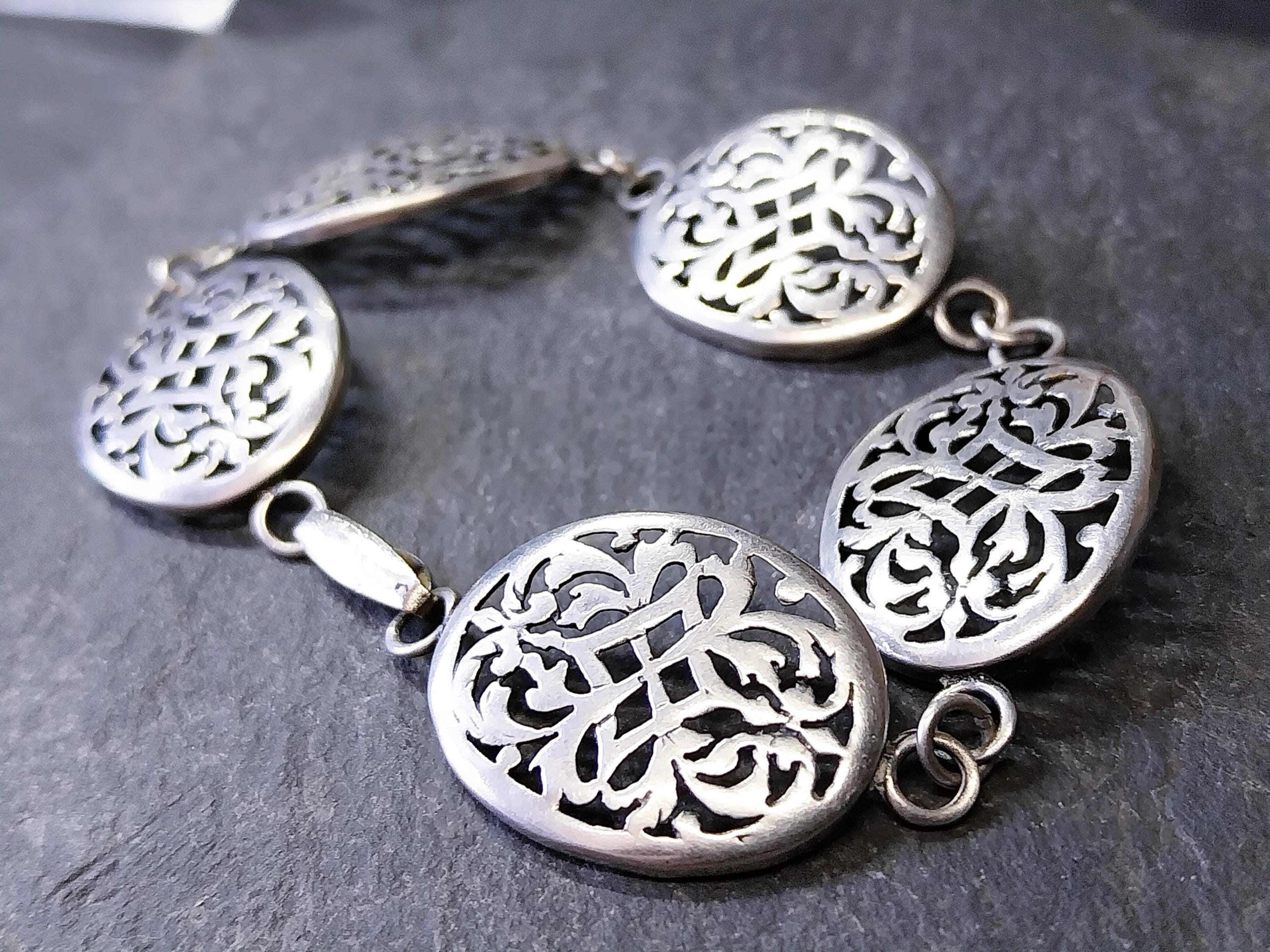 Vintage Silver Panel Bracelet - Victorian Style 18cm - 8.7g