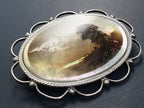 MINIATURE Hand Painted BROOCH - Scottish Loch or Lake in mop & Sterling Silver 13.4g