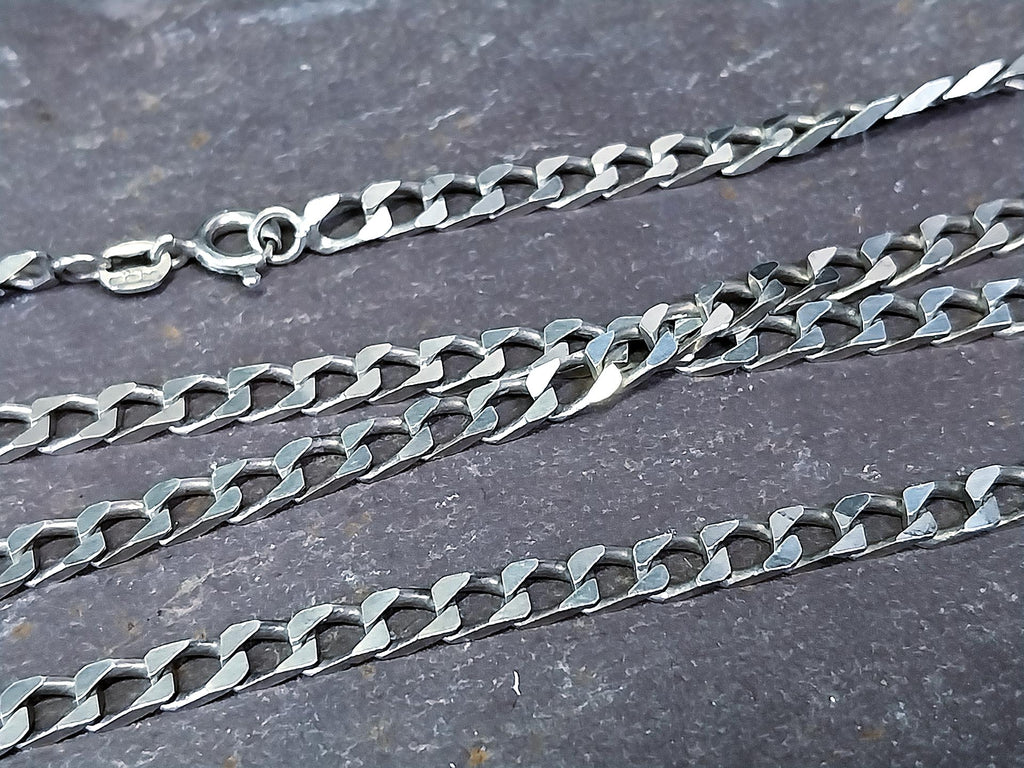 STERLING SILVER Curb Link Chain Necklace - 20" Long - 13.3g