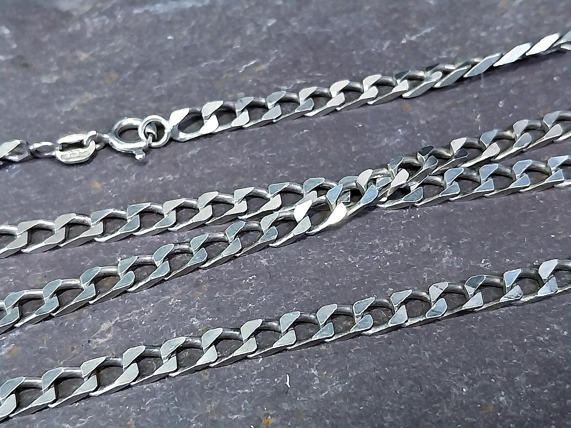 STERLING SILVER Curb Link Chain Necklace - 20" Long - 13.3g