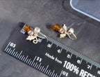 Antique Sterling Silver Carnelian Thistle Earrings - Screw Backs - 3.4g