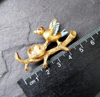 BUTLER & WILSON Bird Nest Brooch, Swallow with Pearl Eggs - 11.9g