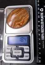 Antique Silver Banded JASPER Landscape Agate Brooch - Victorian - 18.4g