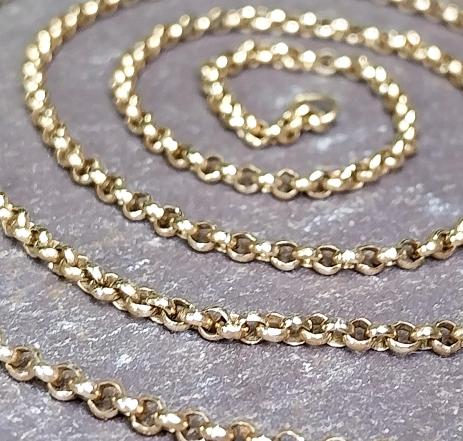 Vintage 9ct GOLD BELCHER Chain Necklace, 23" Long  Hallmarked - 6.8g