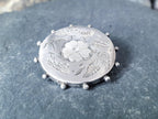 Victorian Sterling Silver Circular Brooch  - Shield Button c. 1888  - 2.9g