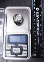Vintage SILVER Moss Agate RING Dendritic Stone - adjustable size 0 (us 7) - 5.9g