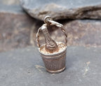 Vintage Silver CHAMPAGNE BOTTLE in bucket Charm or Pendant - 3.3g