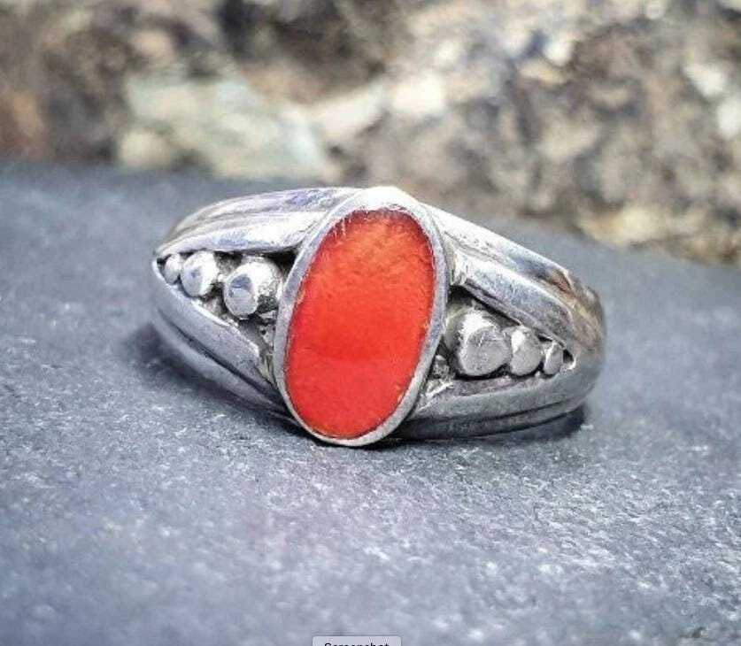 Vintage CARNELIAN STERLING SILVER Ring - uk size P 1/2 (us 8) - 4.4g
