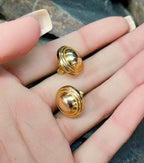Vintage 9ct Gold Dome Stud EARRINGS Large - butterfly backs, 2.5g