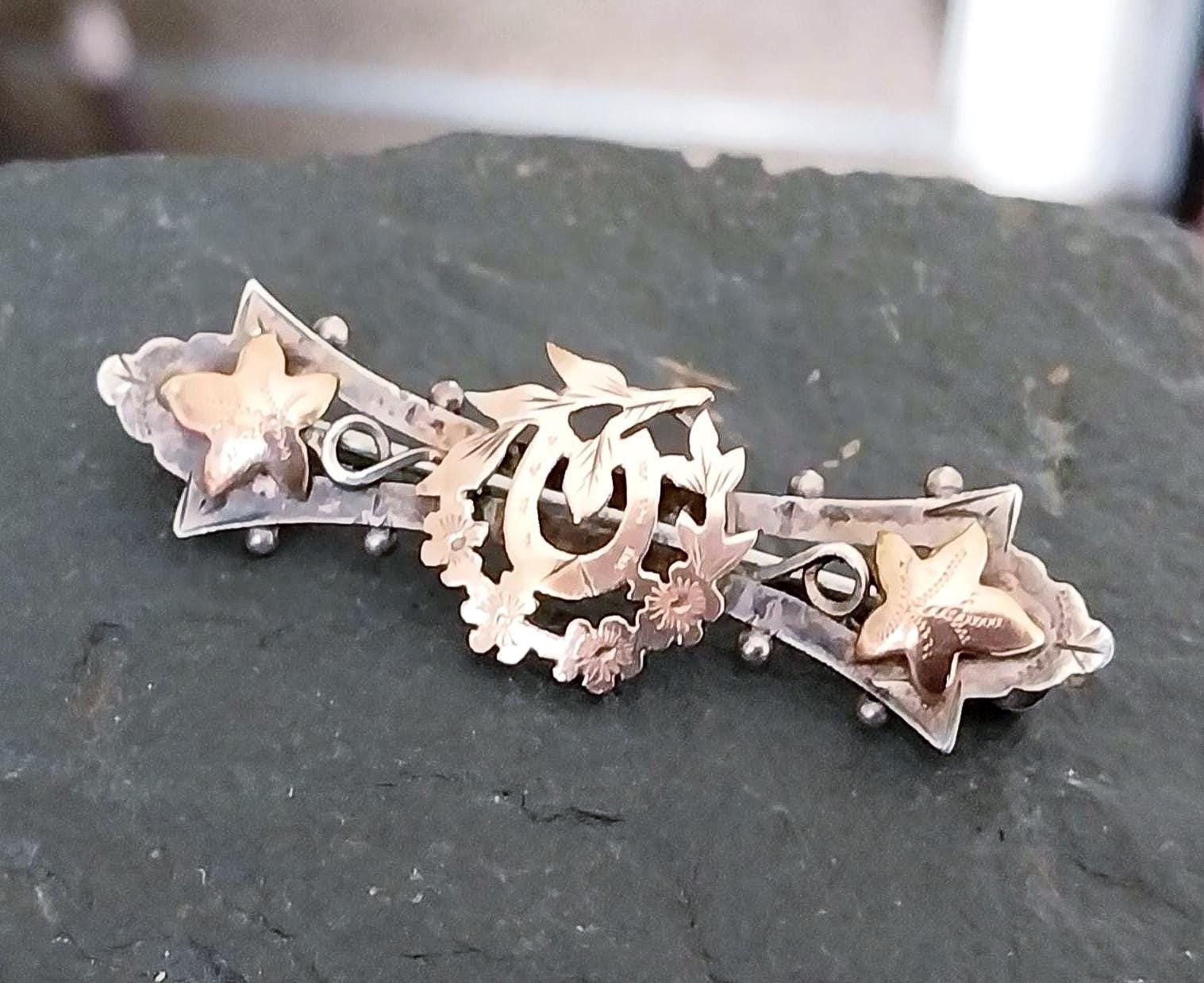 VICTORIAN Sweetheart Brooch - Horseshoe Chester Sterling Silver c 1902 - 3.9g