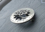 ANTIQUE SILVER BROOCH - Moving centre Spiral Star - Victorian 5.3g