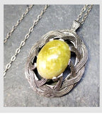 RARE Sterling SILVER Connemara Marble Pendant Necklace Miracle on 18" Chain - 9g