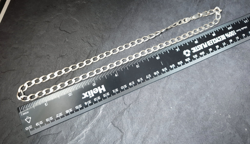 STERLING SILVER Flat Curb Chain Necklace - 20" Long Fully Hallmarked - 20.4g