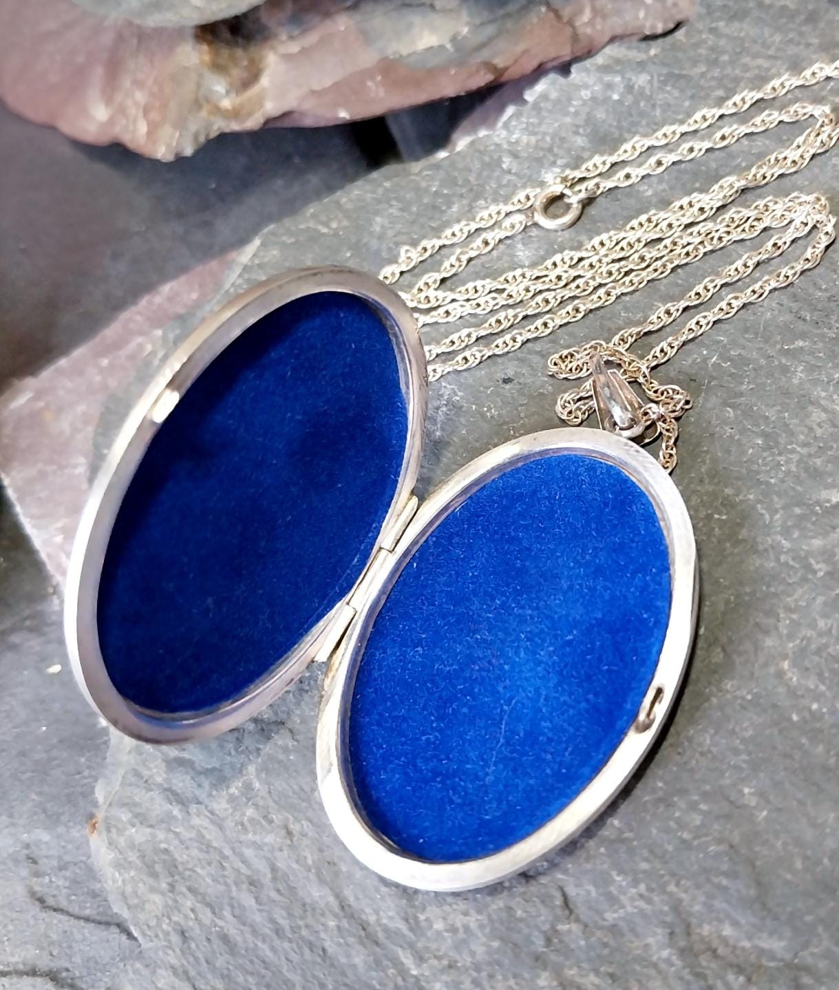 Huge Georg Jensen SILVER LOCKET Necklace, Art Deco  20" Chain 1968- 15.1g